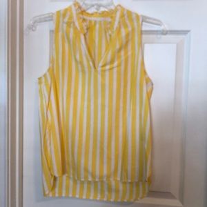 J. Crew Yellow and White Striped Sleeveless Blouse